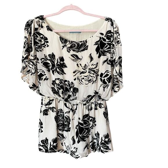 Alice + Olivia Silk Velvet Floral Peplum Blouse - Picture 1 of 10